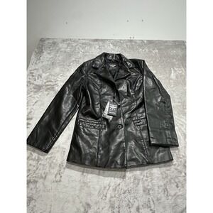 Reportage‎ RGA Leather Jacket Men's Size Small Black Buttons See Flaws NWT